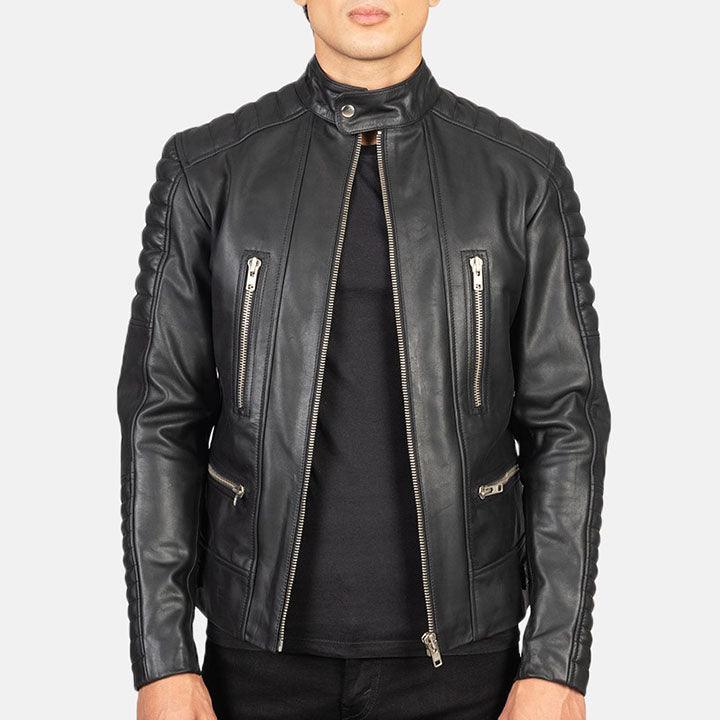 Damian Black Men's Leather Biker Jacket - Free Shipping - Lowest Price ...