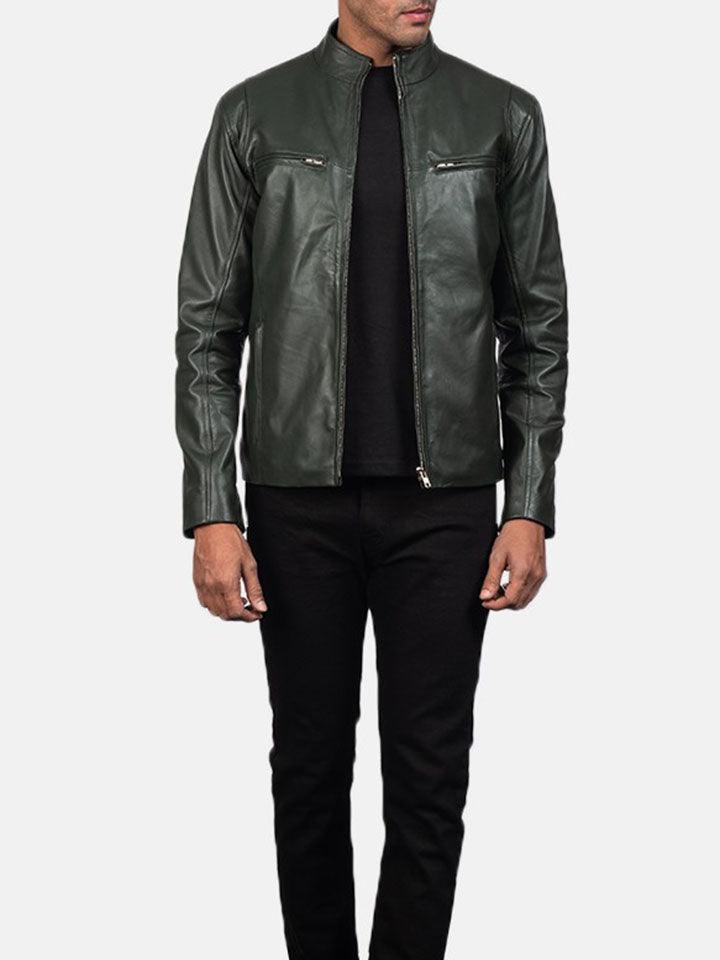 Ionic Green Men's Leather Biker Jacket - Free Shipping - Lowest Price ...
